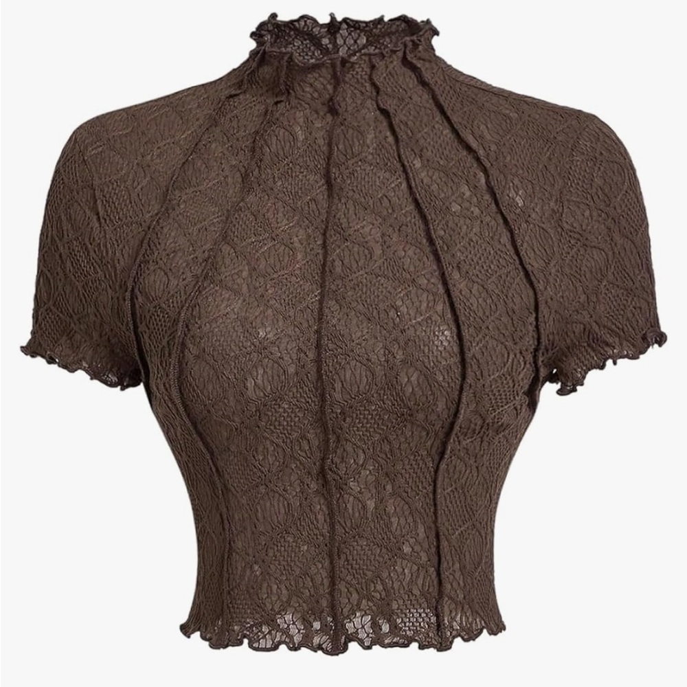 SHEIN Chocolate Lace Blouse‎